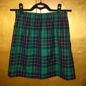 Plaid knee length wool skirt
